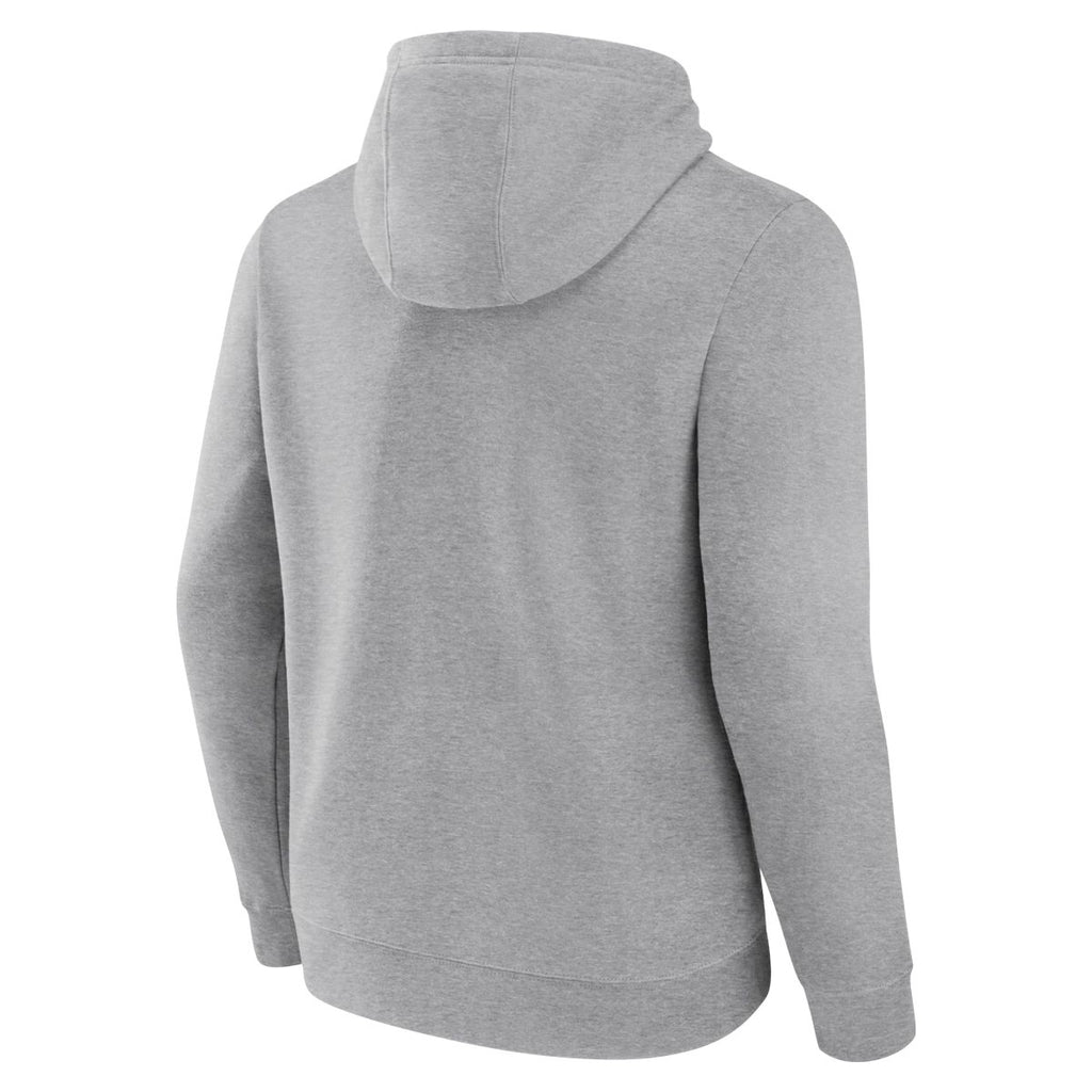 The back view displays the Pittsburgh Steelers Hot Route Hoodie by Pittsburgh Steelers— a plain light gray men’s pullover with long sleeves and no visible graphics or logos, perfect for understated team style.